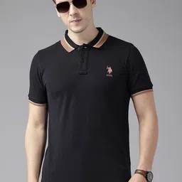 U.S. Polo Assn. Applique Detail Pure Cotton Polo Collar T-shirt-picture-37