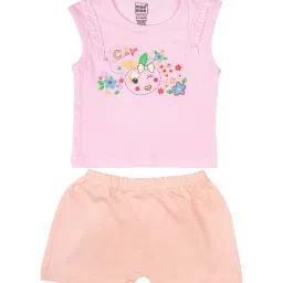Mee Mee Kids Pink & Peach Printed Top with Shorts image 1