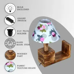 Homesake Multicolor Wood Book Shelf Table Lamp for Bedroom & Night Desk Lamp image 5