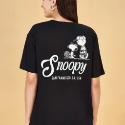 Honey by Pantaloons Jet Black Cotton Printed T-Shirt image 2