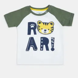 Pantaloons Baby Kids White & Green Cotton Printed T-Shirt-image-48