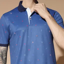 GLITO Men Printed Polo Collar Pockets Slim Fit T-shirt image 2