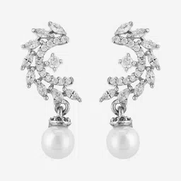 Kushal's Fashion Jewellery Rhodium-Plated Classic Zircon Studded Studs-picture-22