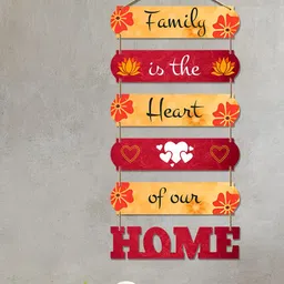 ArtVibes Red Printed Wooden Family Quote Wall Hanging image 1