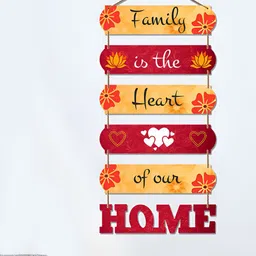 ArtVibes Red Printed Wooden Family Quote Wall Hanging image 3