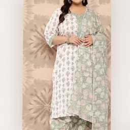 EXTRA LOVE BY LIBAS Plus Size Printed Gotta Patti Cotton Kurta with Salwar & Dupatta image 2
