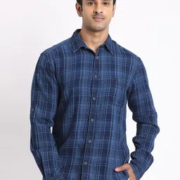 Indian Terrain Windowpane Checks Checked Spread Collar Classic Pure Cotton Slim Fit Shirt-picture-30