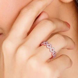 GIVA 92.5 Sterling Silver Rose Gold Woven Together Ring for Women-picture-13