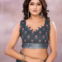 JYA Floral Linen Blend Saree image 2