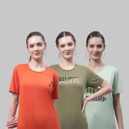 Vimal Jonney Orange & Green Cotton Printed Sports T-Shirt - Pack Of 3-picture-25