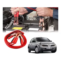 Auto Pearl 2.29 m (7.5 Ft) 500 A Heavy Duty Booster Anti Tangle Battery Jumper Cable for Nissan Micra (Pack of 2)-image-93