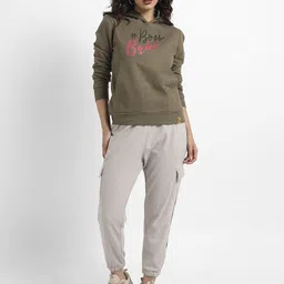 Campus Sutra Typography Printed Hooded Cotton Pullover Sweatshirt image 5