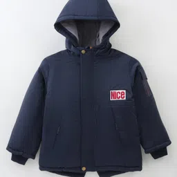 Kookie Kids Full Sleeves Hooded Winter Jacket With Solid Colour - Navy Blue-picture-12