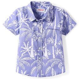 Babyhug Cotton Woven Half Sleeves Shirt With Tropical Print - Blue-picture-20