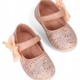 Lil Lollipop Bow Applique Detailed Floral Designed Mary Jane Ballerinas - Pink-picture-38
