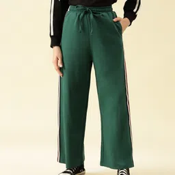 Lil Tomatoes Cotton Looper Knit Side Taped Light Winter Track Pants - Bottle Green-picture-39