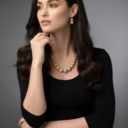 ASIDEA Gold-Plated Artificial Stones Studded Mala Jewellery Set image 2