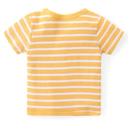 Babyhug 100% Cotton Knit Half Sleeves Striped & Printed Set Of Vests Pack Of 3 - Multicolor image 3