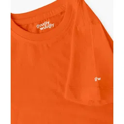 Guugly Wuugly Pure Combed Cotton Half Sleeves Solid Skin Friendly Crop Top - Orange image 5