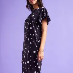 Fablestreet Black Printed A-Line Dress image 3