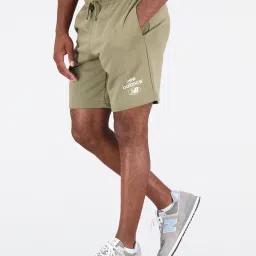 New Balance Green Logo Print Regular Fit Sports Shorts image 3