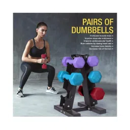 Protoner Cast Iron Vinyl Coated Fixed Dumbbells Pair of 5 kg (Blue) image 3