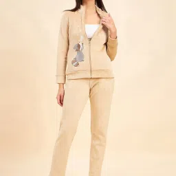 Sweet Dreams Beige Applique Pattern Track Suit image 3
