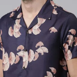 Bushirt Navy Regular Fit Printed Shirt With Shorts Set image 4