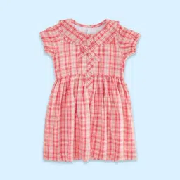Pantaloons Baby Peach Cotton Chequered Dress-picture-21