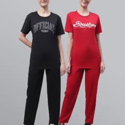 Vimal Jonney Red & Black Printed T-Shirt With Track Pants - Pack of 2-picture-5
