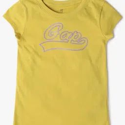 GAP Girls Yellow Cotton Graphic T-Shirt-picture-20