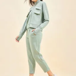 Sweet Dreams Sage Green Mock Collar Track Suit image 3