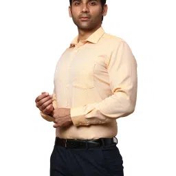 Park Avenue Yellow Regular Fit Self Design Shirt image 3