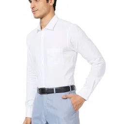 Park Avenue White Slim Fit Striped Shirt image 3