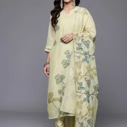 Varanga Olive Green Embroidered Kurta Pant Set With Dupatta-picture-18