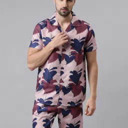 Bushirt Onion Pink Regular Fit Printed Shirt With Shorts Set image 1