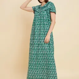 Sweet Dreams Green Cotton Printed Night Gown image 3
