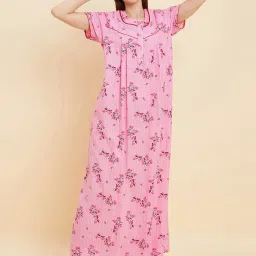Sweet Dreams Pink Cotton Floral Print Night Gown image 3