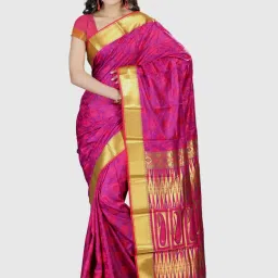 Varkala Silk Sarees Purple & Pink Woven Saree With Unstitched Blouse image 1