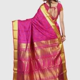 Varkala Silk Sarees Purple & Pink Woven Saree With Unstitched Blouse image 2