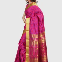 Varkala Silk Sarees Purple & Pink Woven Saree With Unstitched Blouse image 3