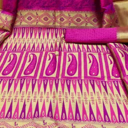 Varkala Silk Sarees Purple & Pink Woven Saree With Unstitched Blouse image 4