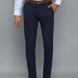 Louis Philippe Navy Slim Fit Striped Trousers image 1