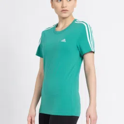 adidas Green Cotton Striped T-Shirt image 3
