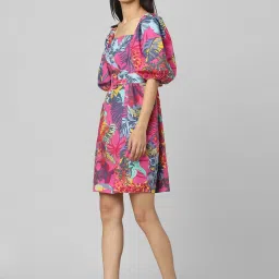 Only Pink Cotton Printed A Line Dress image 3
