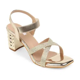 Elle Women's Gold Ankle Strap Sandals image 3