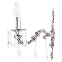 Fos Lighting Dainty English Silver Antique Crystal Single Wall Sconce - Set of 1 image 2
