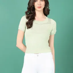 SHOWOFFFF Green Self Design Top-picture-105