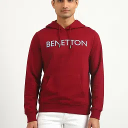 United Colors of Benetton Maroon Slim Fit Hooded Sweatshirt image 1