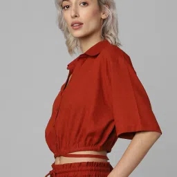 Only Maroon Regular Fit Shirt image 3